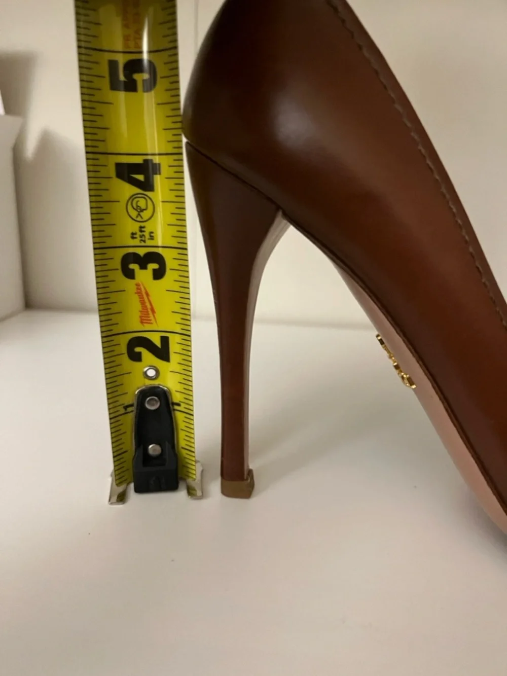 Prada Brown Leather Pointed-Toe Stiletto Pumps